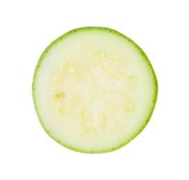 Photo of One piece of fresh zucchini isolated on white