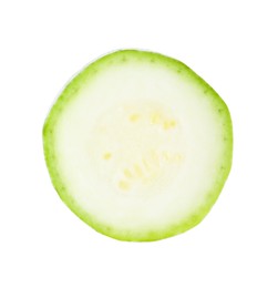 Photo of One piece of fresh zucchini isolated on white