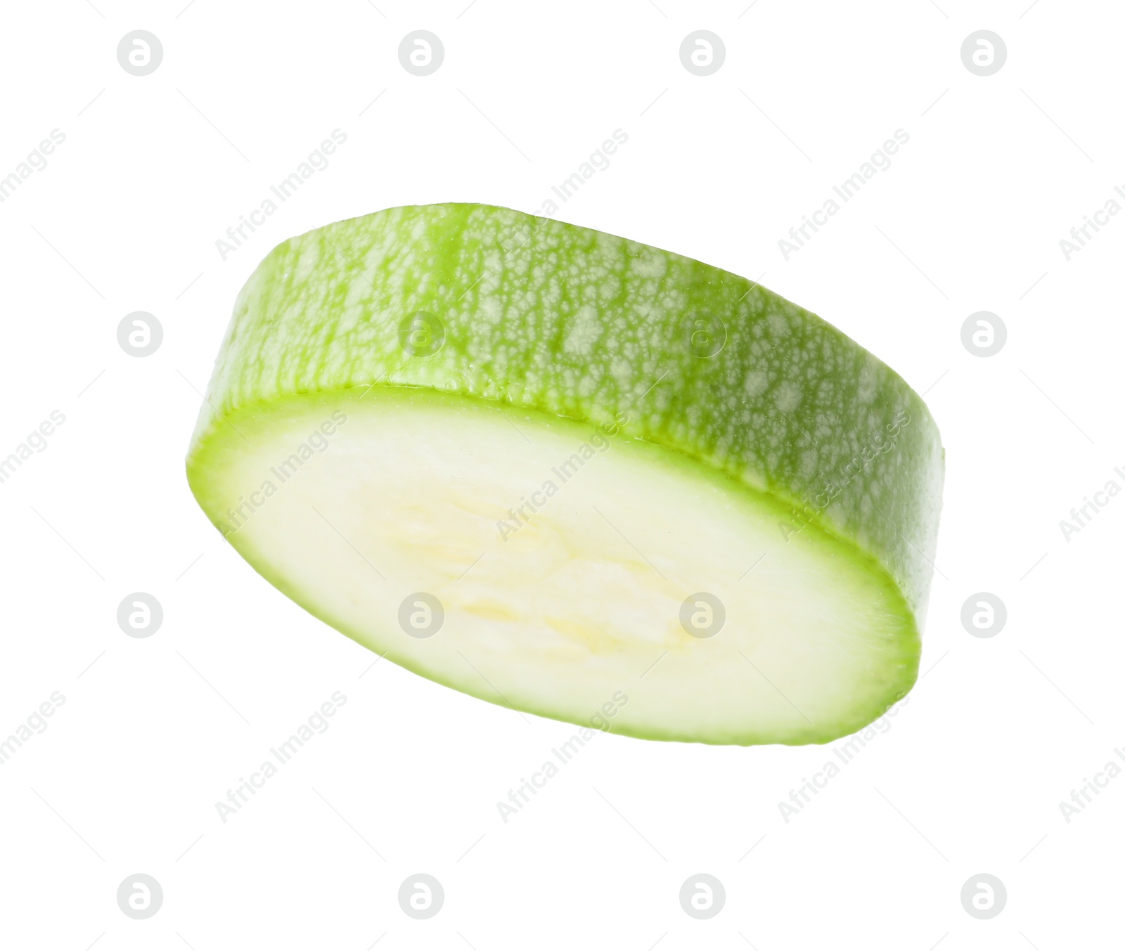 Photo of One piece of fresh zucchini isolated on white