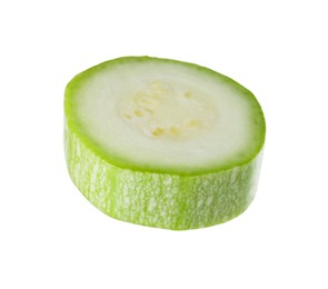 Photo of One piece of fresh zucchini isolated on white