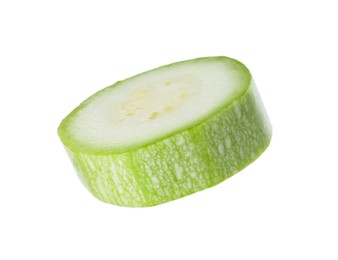 Photo of One piece of fresh zucchini isolated on white