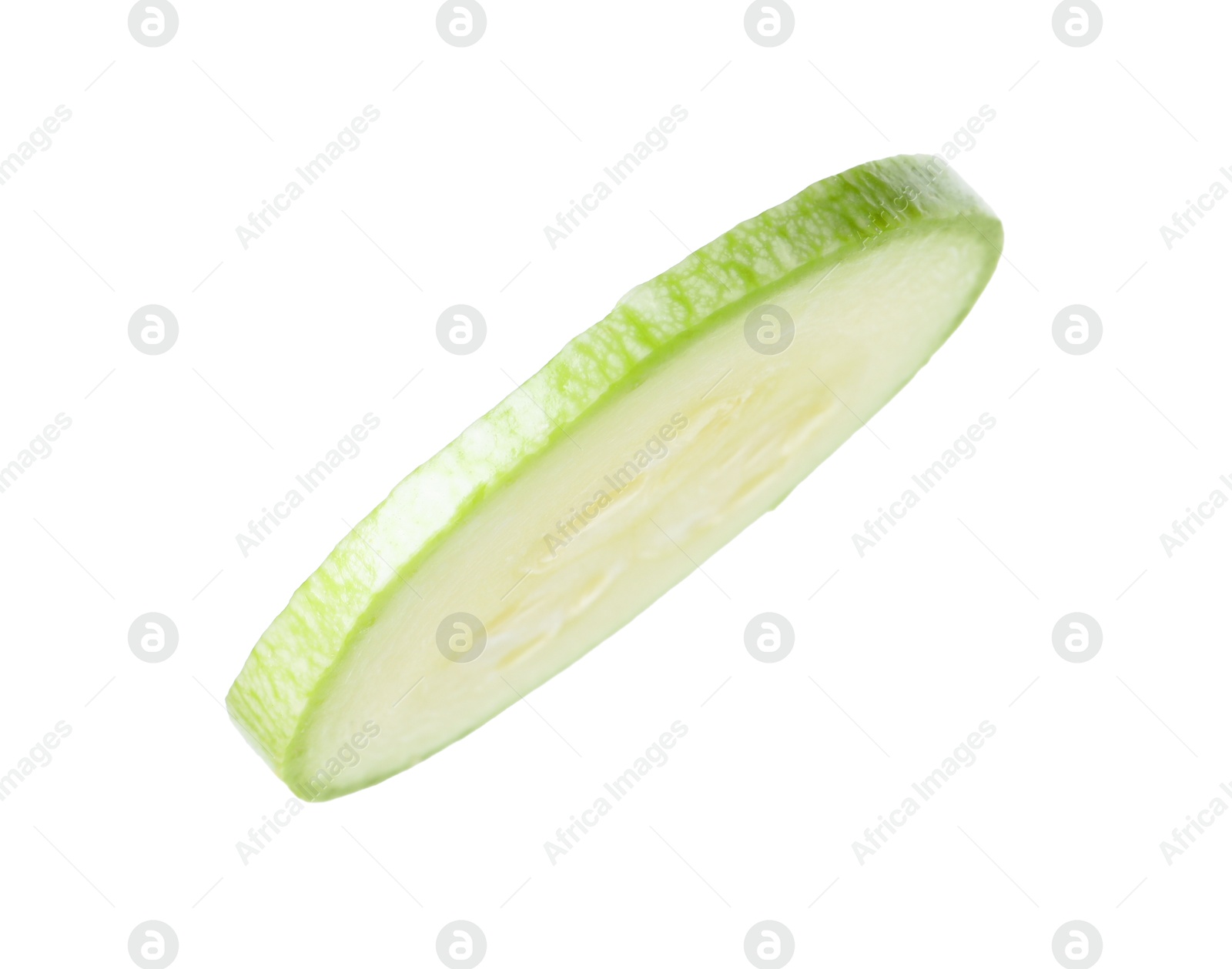 Photo of One piece of fresh zucchini isolated on white