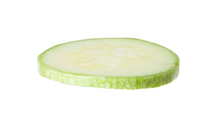 Photo of One piece of fresh zucchini isolated on white