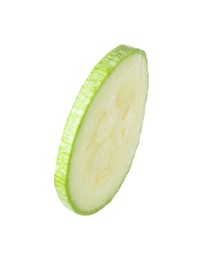 Photo of One piece of fresh zucchini isolated on white