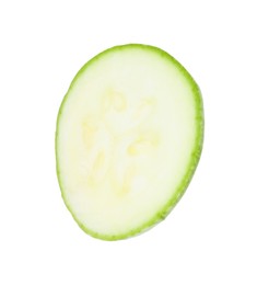 Photo of One piece of fresh zucchini isolated on white