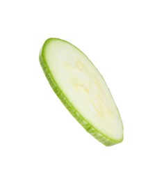 Photo of One piece of fresh zucchini isolated on white