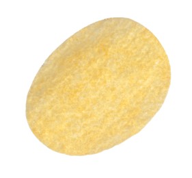 Photo of One tasty potato chip isolated on white