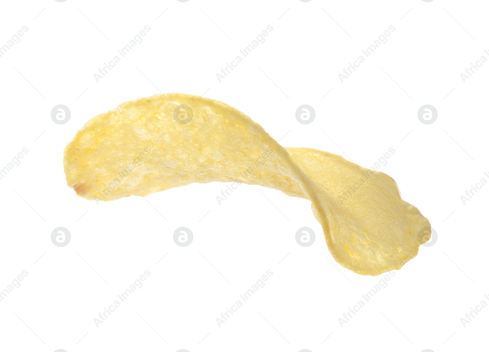 Photo of One tasty potato chip isolated on white