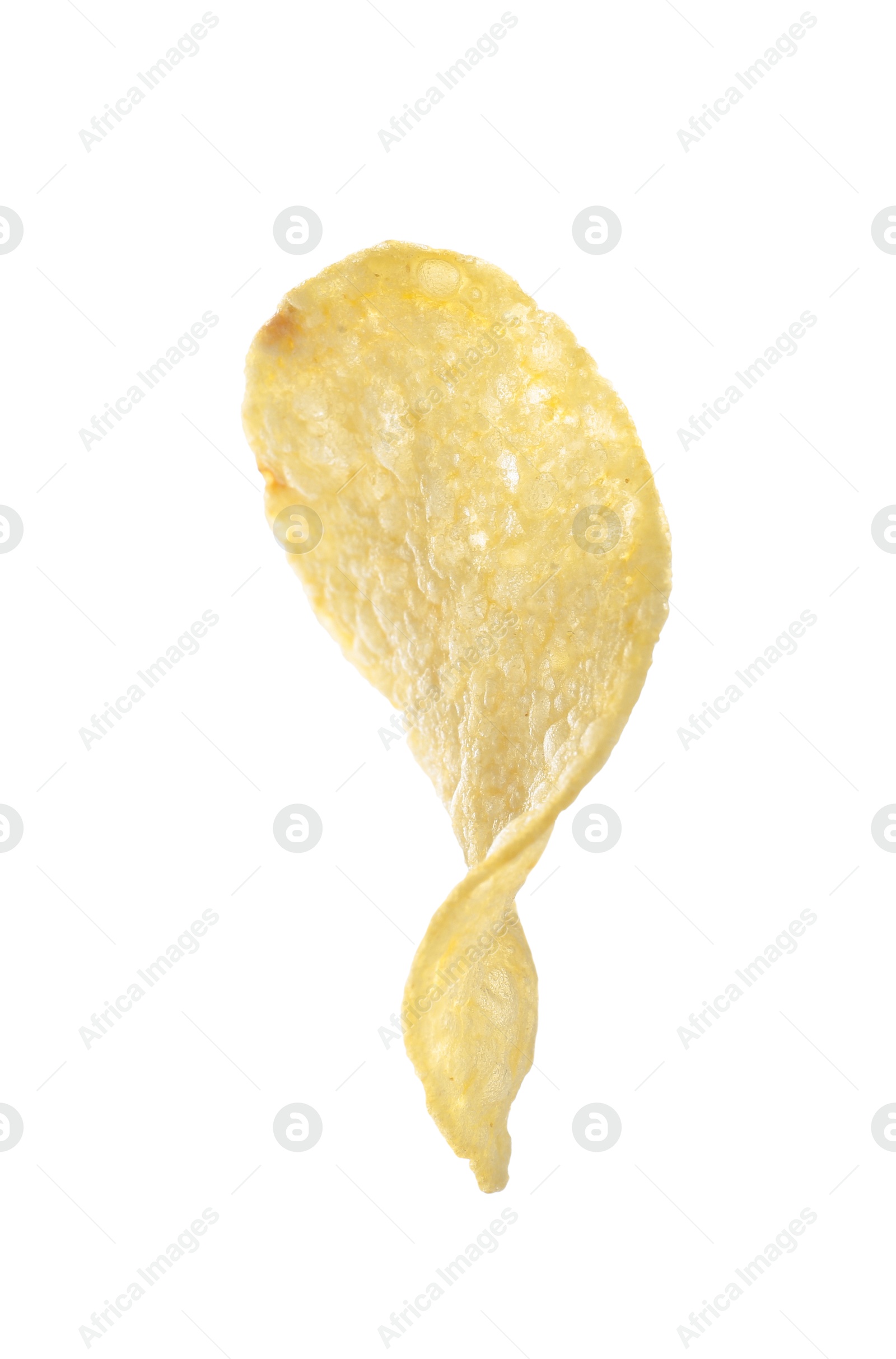 Photo of One tasty potato chip isolated on white