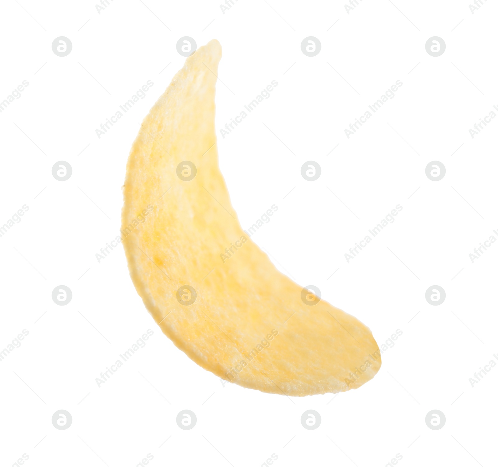 Photo of One tasty potato chip isolated on white