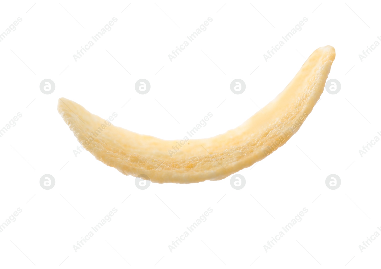 Photo of One tasty potato chip isolated on white