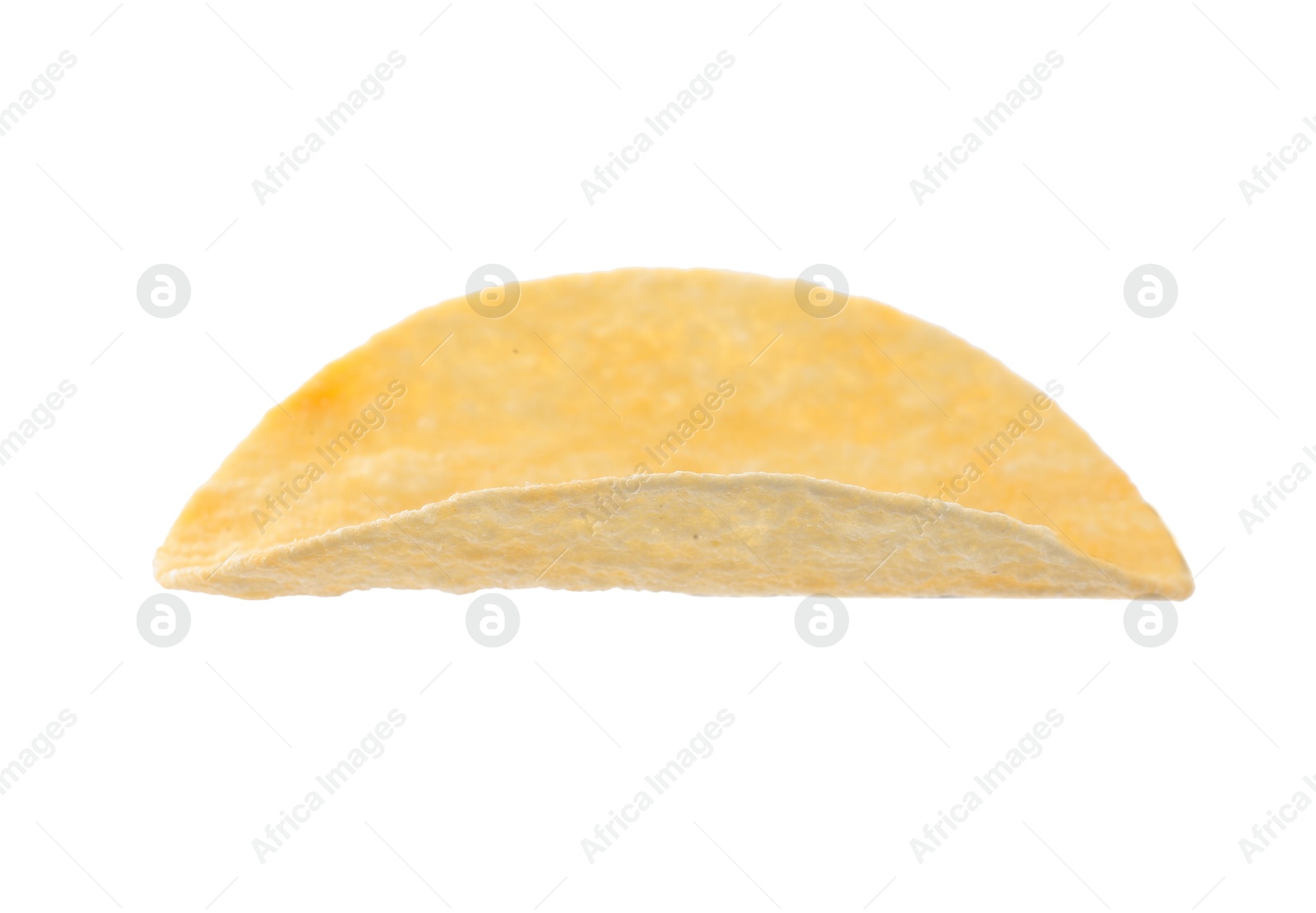 Photo of One tasty potato chip isolated on white