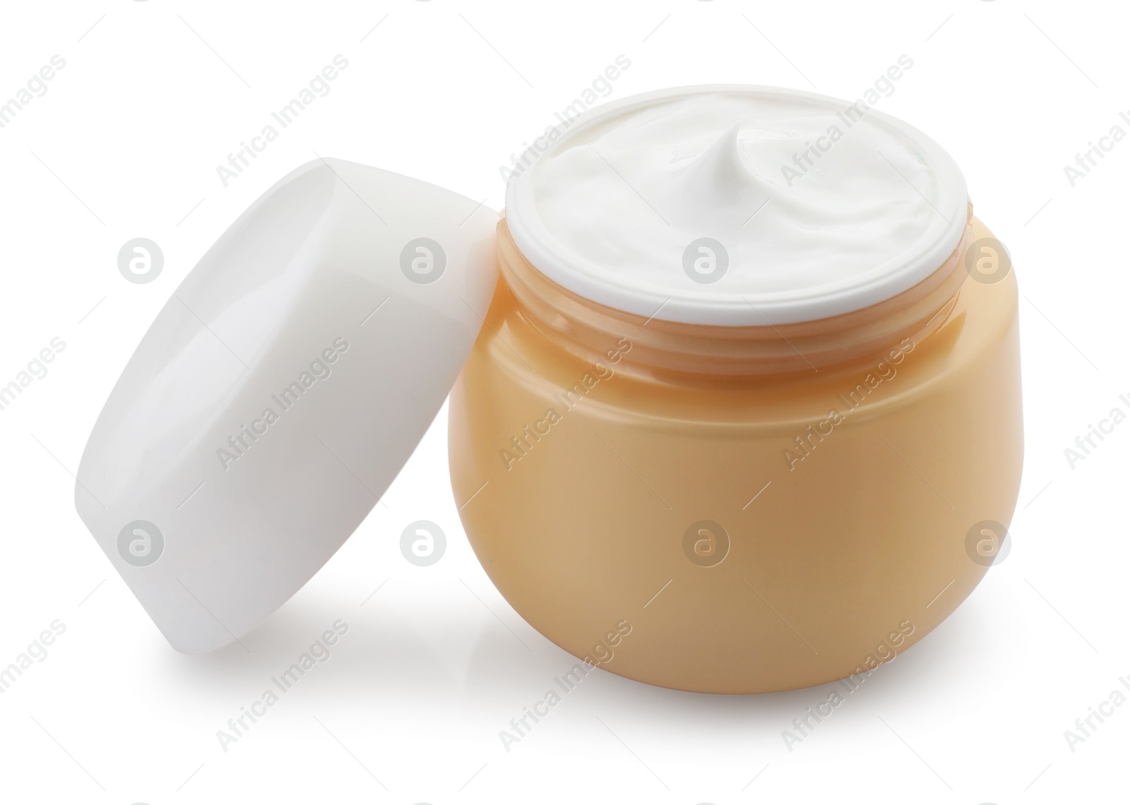 Photo of Jar of facial cream isolated on white