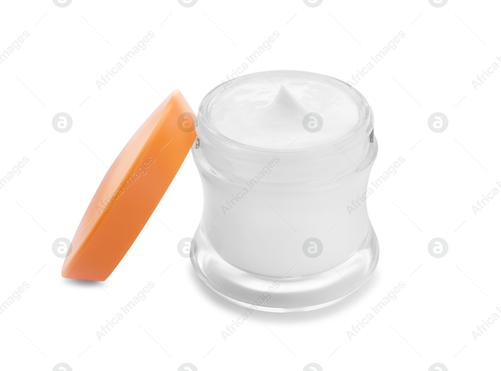 Photo of Jar of facial cream isolated on white