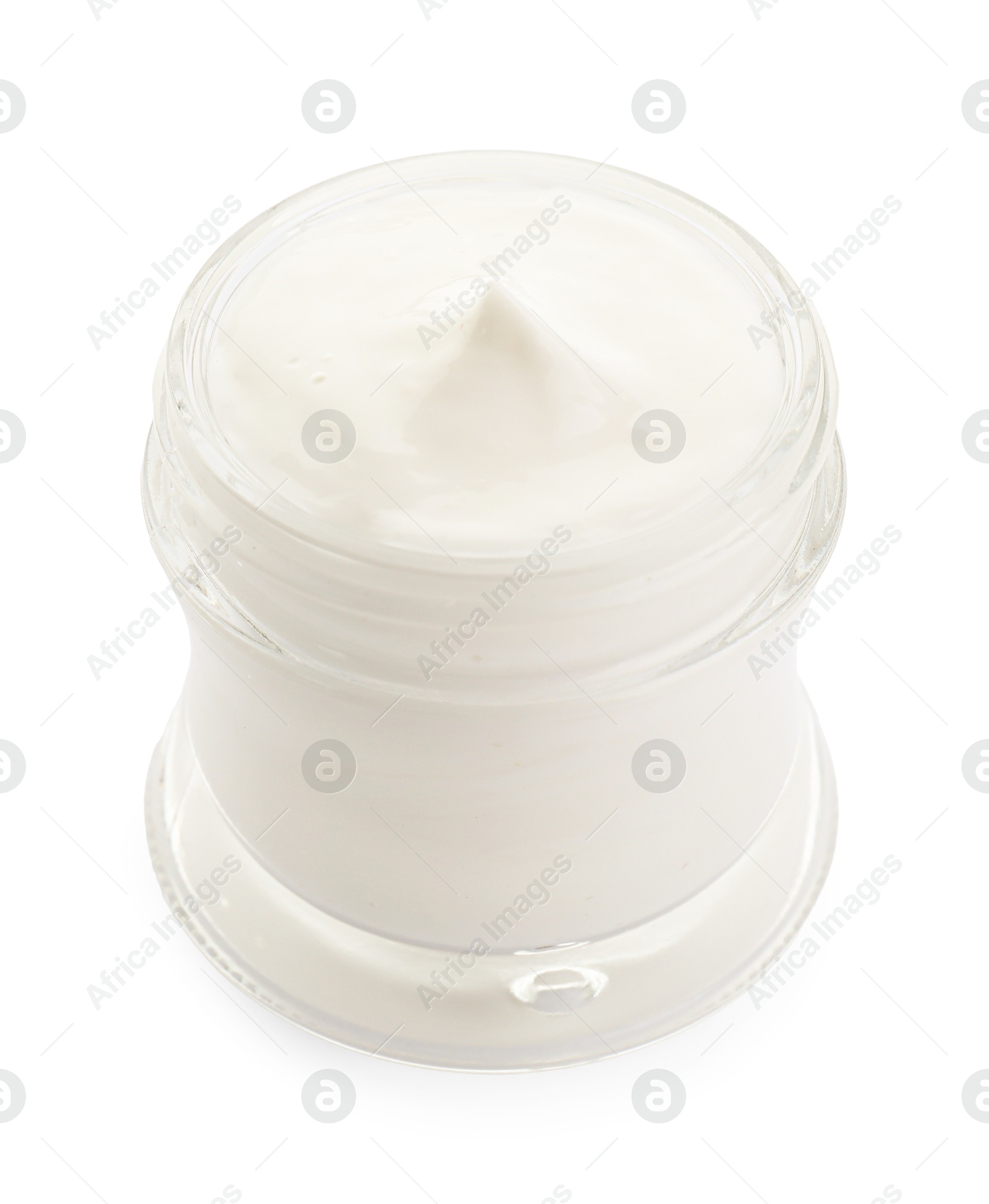 Photo of Jar of facial cream isolated on white