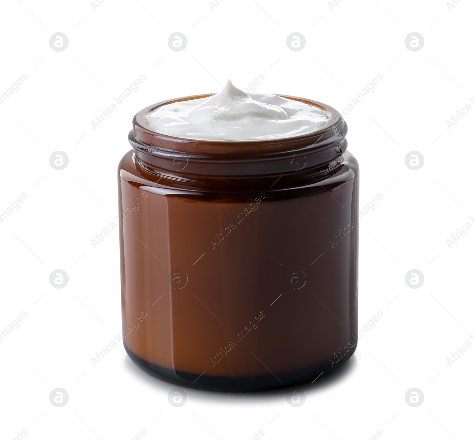 Photo of Jar of facial cream isolated on white