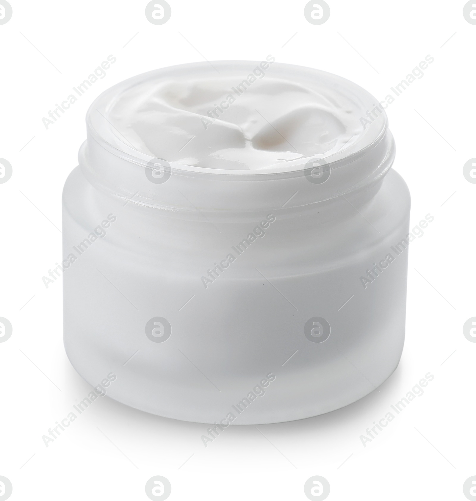 Photo of Jar of facial cream isolated on white