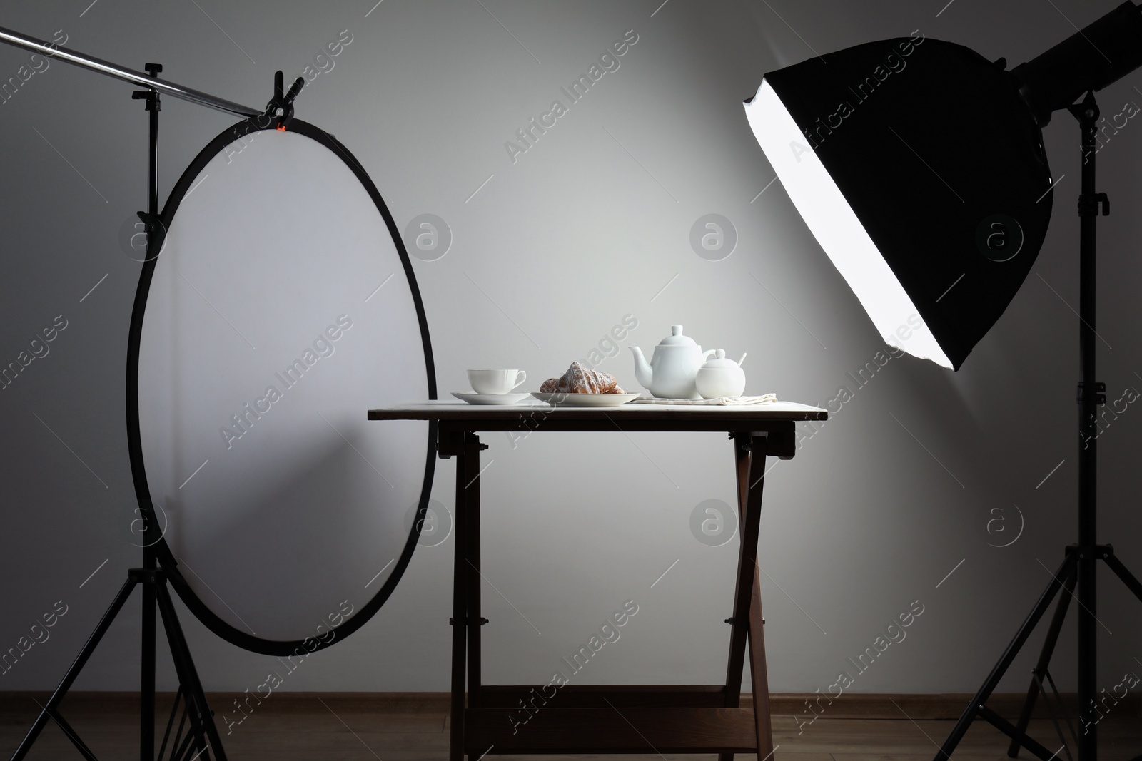 Photo of Shooting food in photo studio with professional lighting equipment