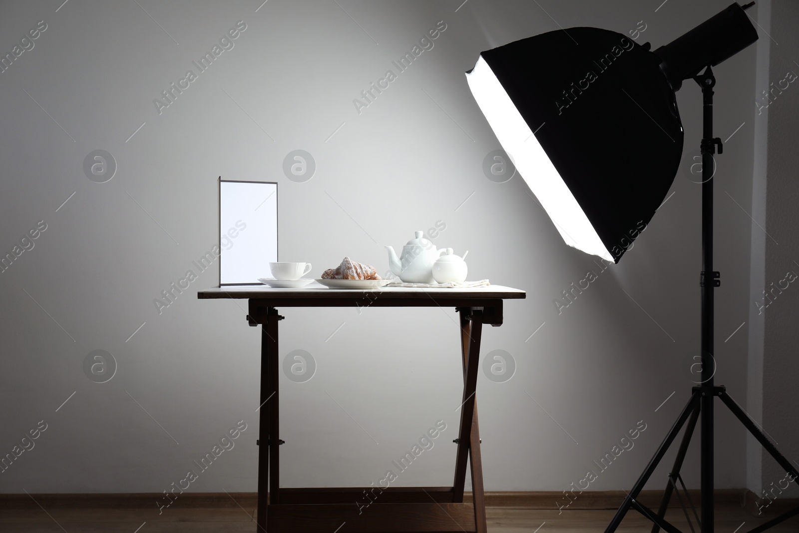 Photo of Shooting food in photo studio with professional lighting equipment