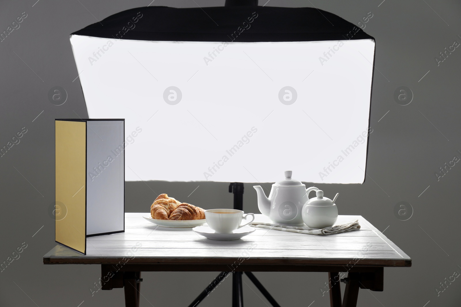 Photo of Shooting food in photo studio with professional lighting equipment