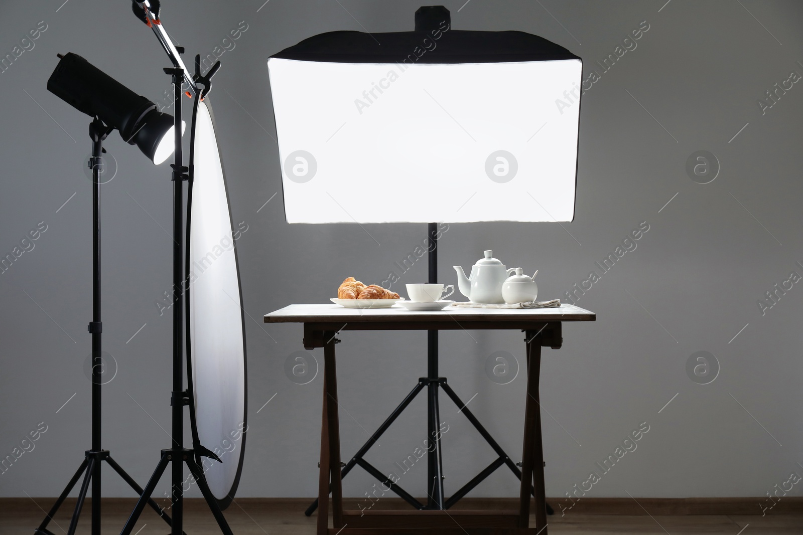 Photo of Shooting food in photo studio with professional lighting equipment