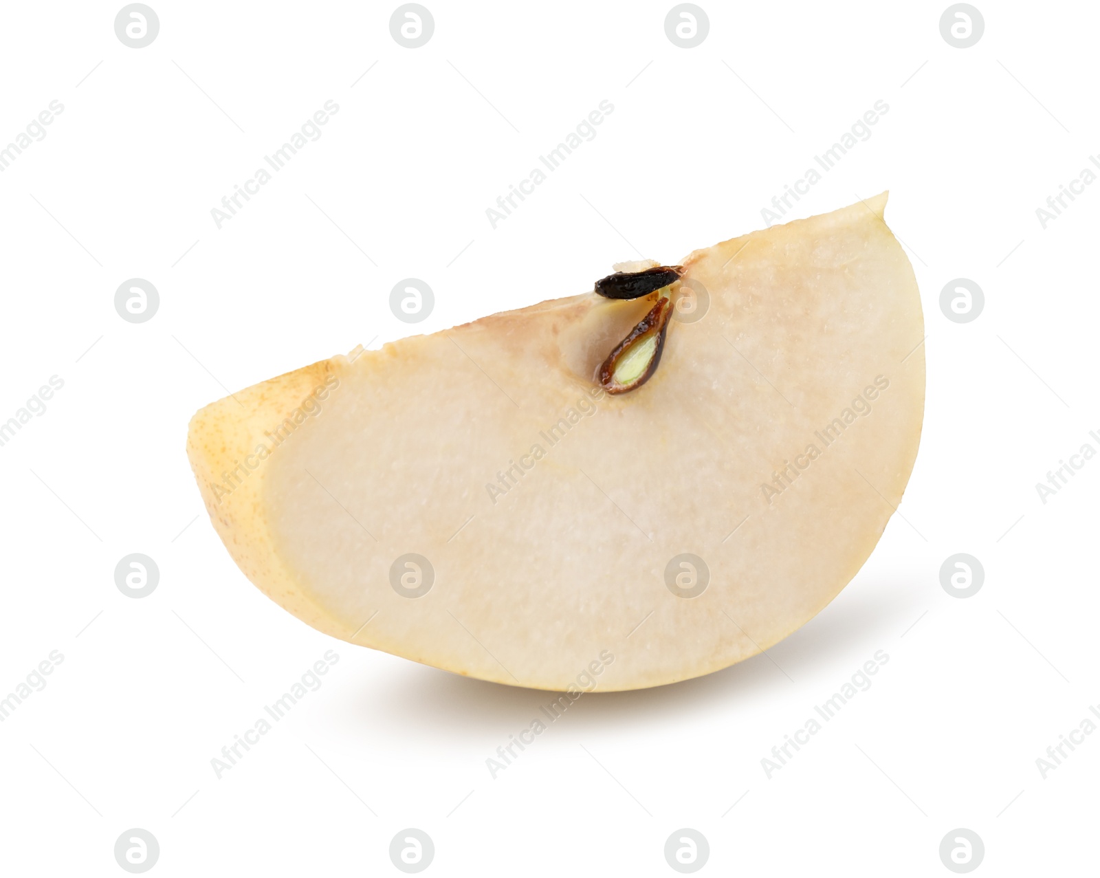 Photo of Cut fresh apple pear isolated on white