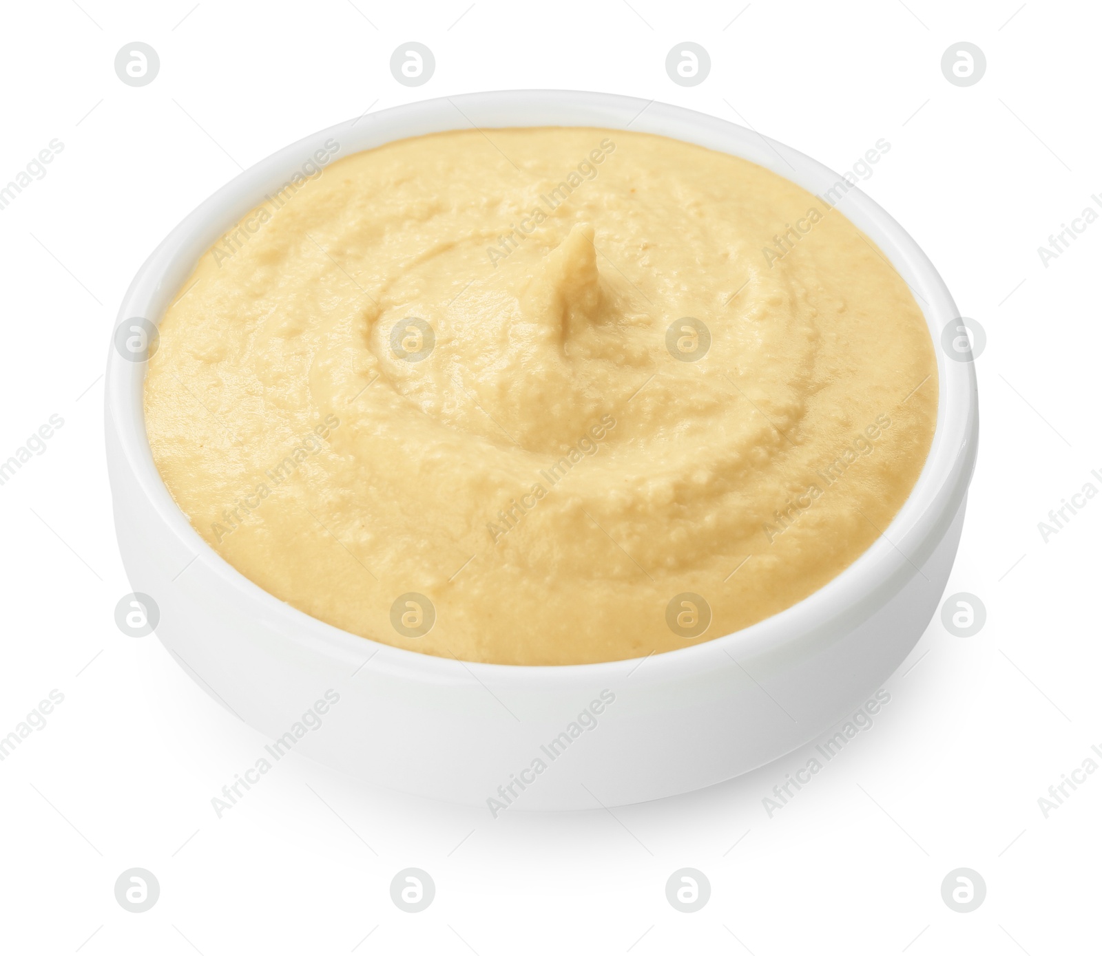 Photo of Delicious hummus in bowl isolated on white