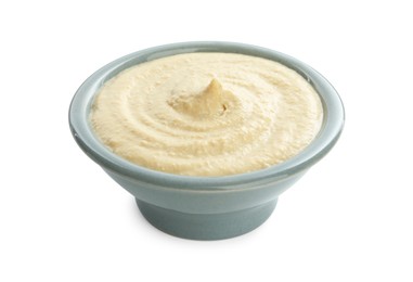 Photo of Delicious hummus in bowl isolated on white