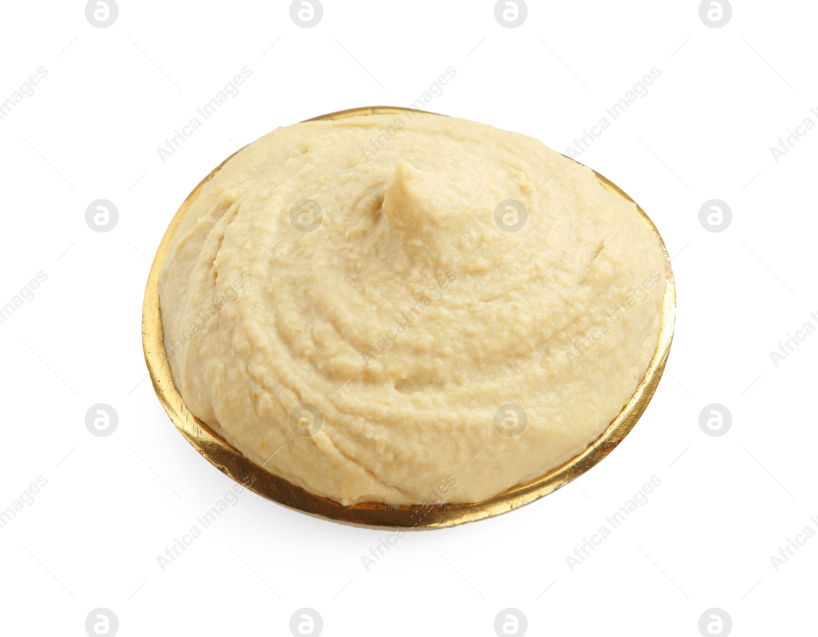 Photo of Delicious hummus in bowl isolated on white