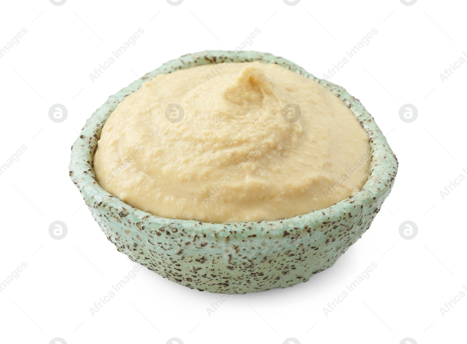 Photo of Delicious hummus in bowl isolated on white