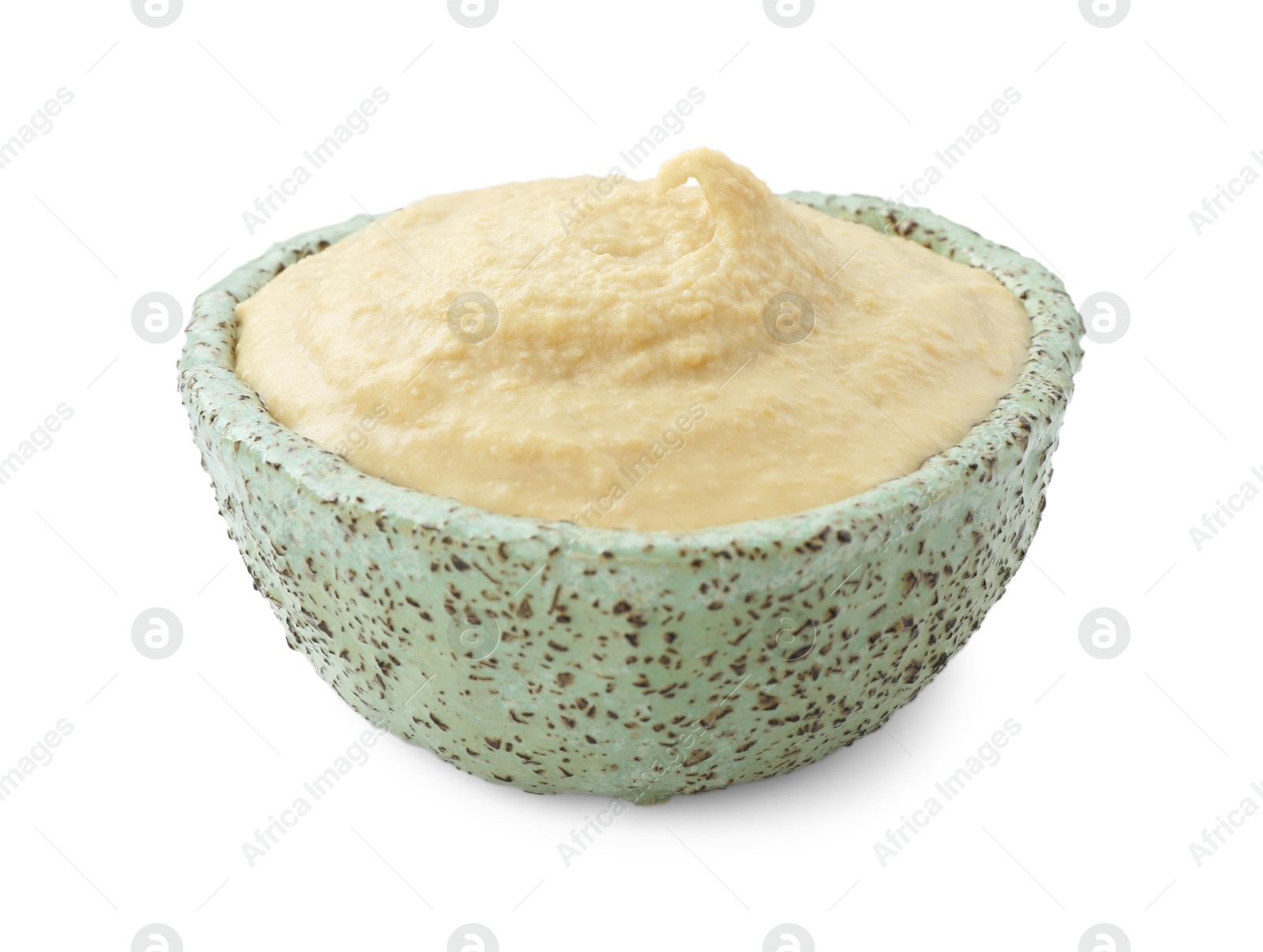 Photo of Delicious hummus in bowl isolated on white