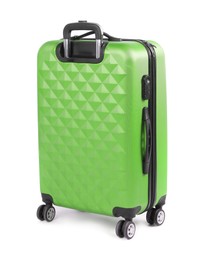 Image of One light green suitcase isolated on white