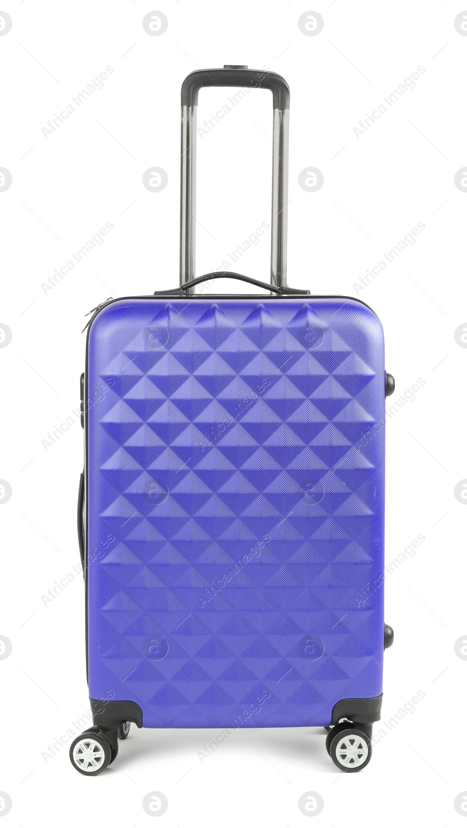 Image of One violet blue suitcase isolated on white