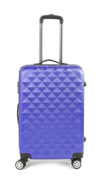 Image of One violet blue suitcase isolated on white