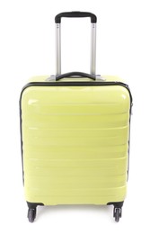 Image of One closed yellow suitcase isolated on white