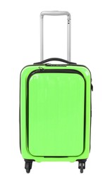 Image of One light green suitcase isolated on white