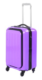 Image of One closed violet suitcase isolated on white