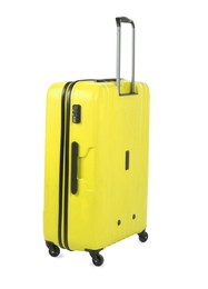 Image of One closed yellow suitcase isolated on white