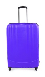 Image of One violet blue suitcase isolated on white