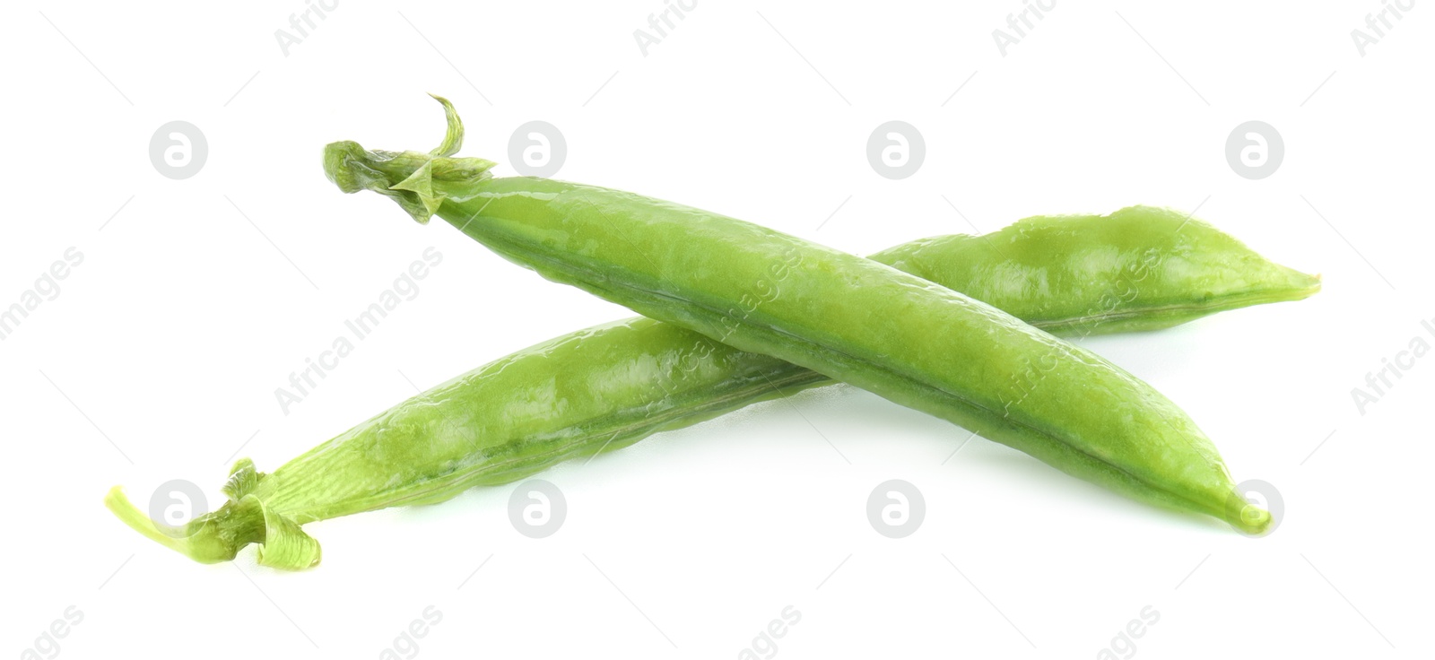 Photo of Green fresh peas and pods isolated on white