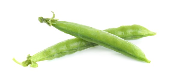 Photo of Green fresh peas and pods isolated on white