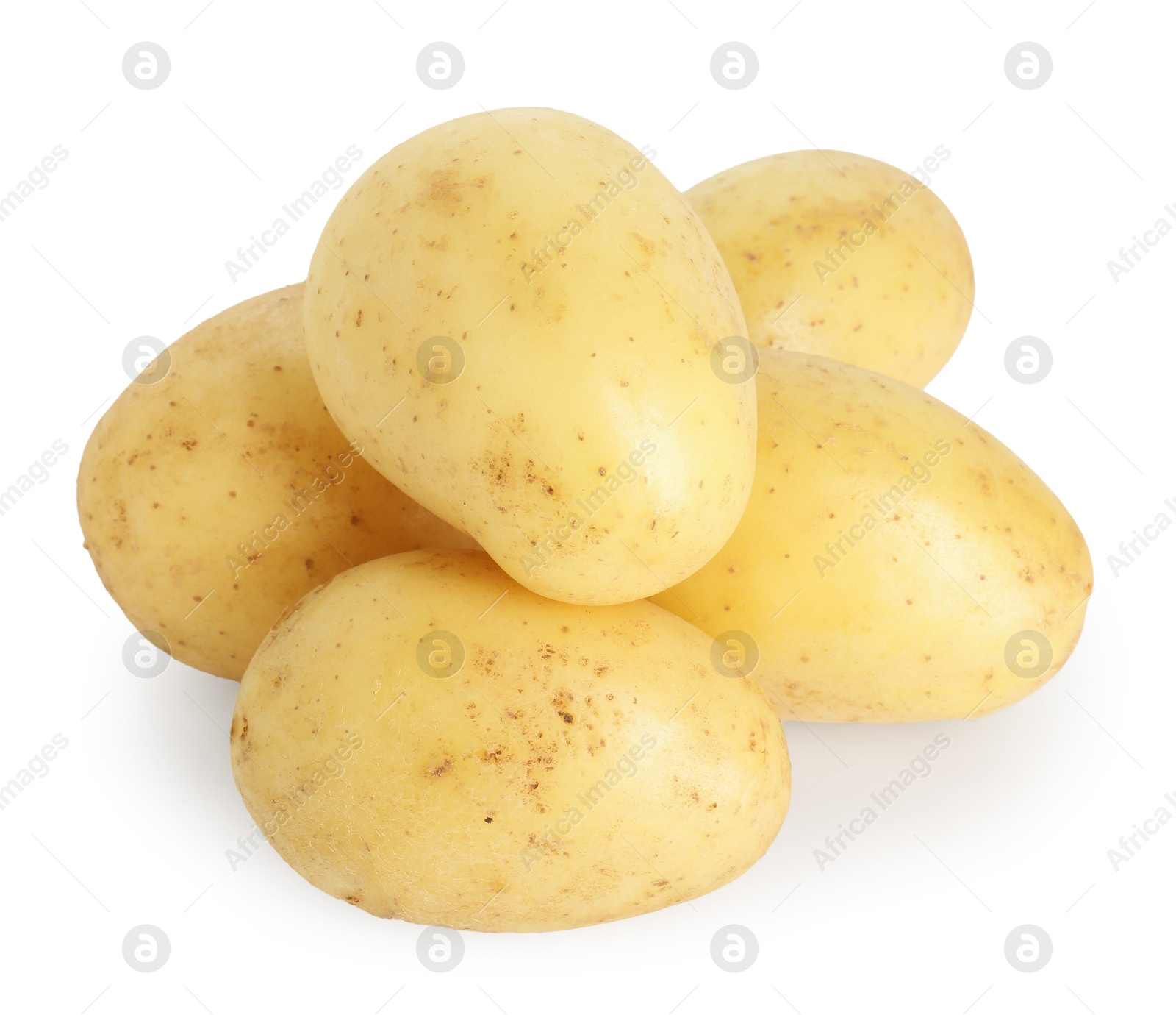 Photo of Pile of young fresh potatoes isolated on white