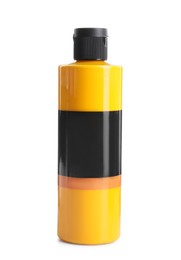 Orange acrylic paint in bottle isolated on white