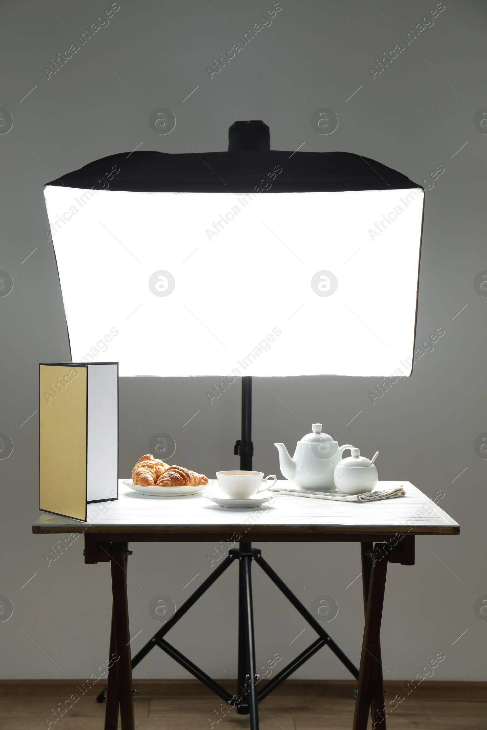 Photo of Shooting food in photo studio with professional lighting equipment