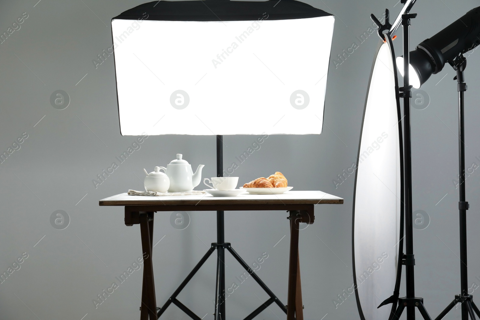 Photo of Shooting food in photo studio with professional lighting equipment