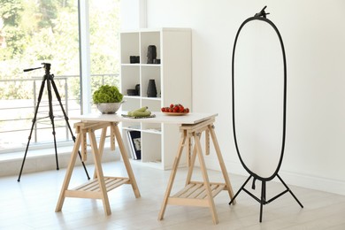 Photo of Shooting food in photo studio with professional equipment