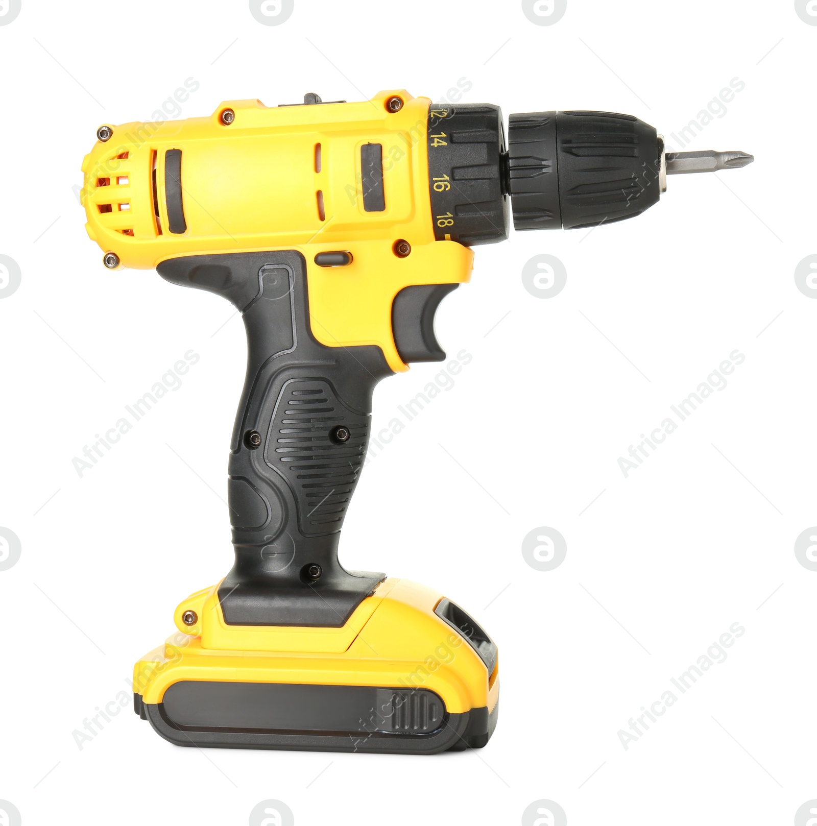 Photo of Modern cordless electric screwdriver isolated on white