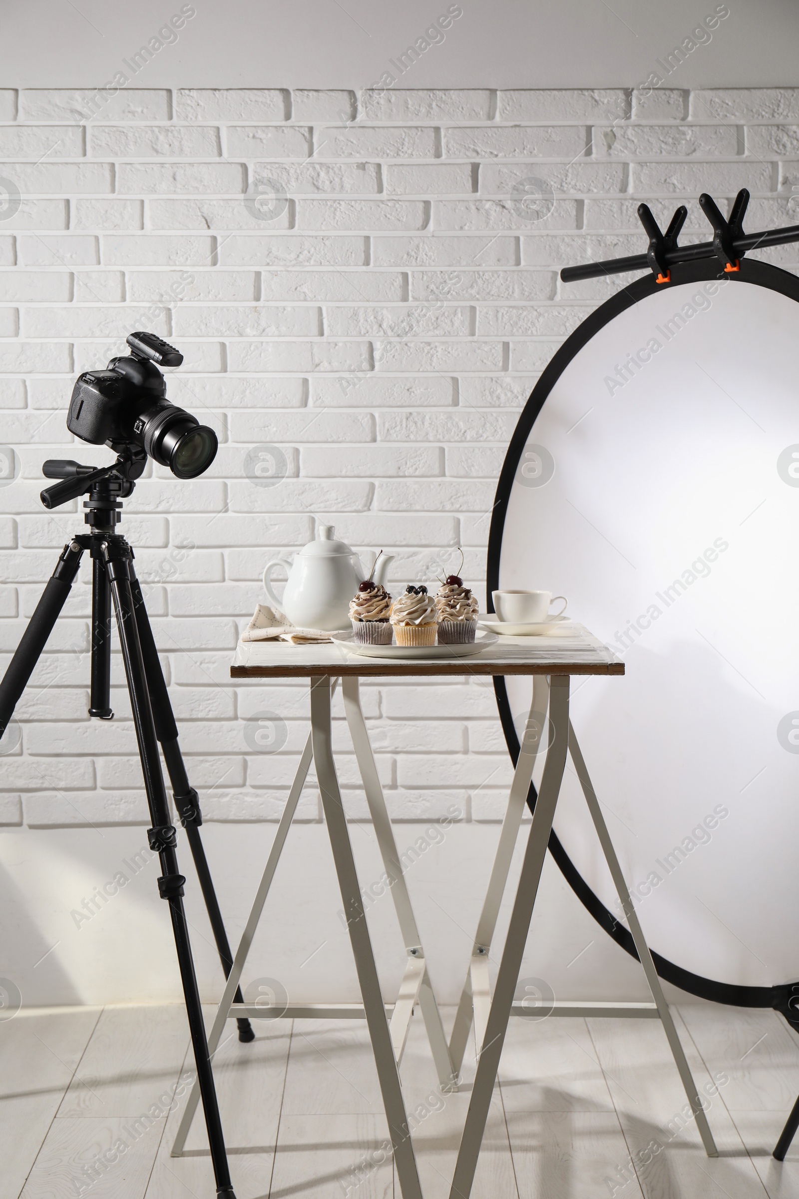 Photo of Shooting food in photo studio with professional equipment