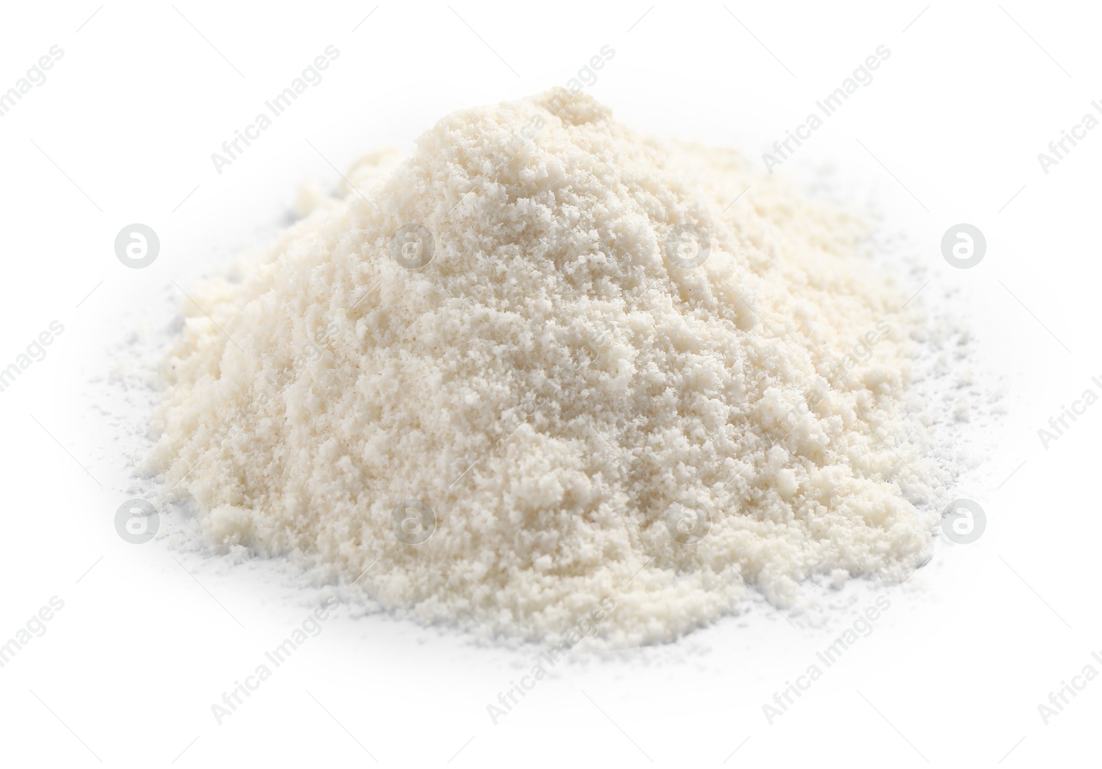 Photo of Heap of coconut flour isolated on white