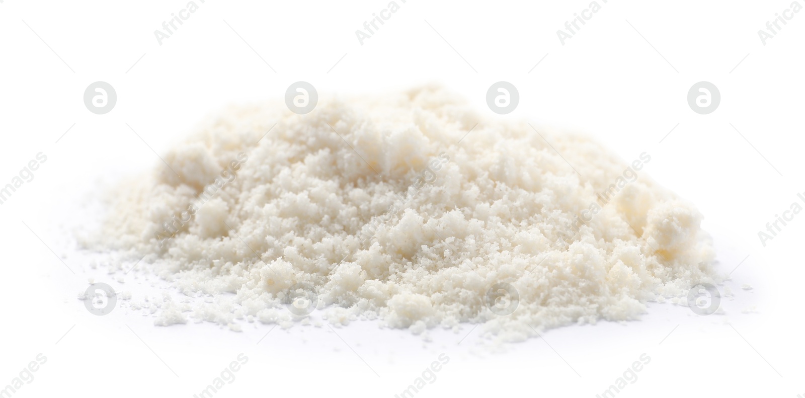 Photo of Heap of coconut flour isolated on white